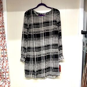 NWT Thakoon Design Nation Womens L Carnaby Street Dotted Shift Dress Black Gray